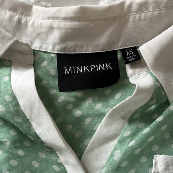 MINKPINK green and white blouse, Size XS - Picture 2 of 4